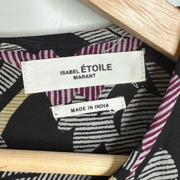 ISABEL MARANT ÉTOILE Java Printed Ruffled Mini Dress Black Floral Size 2 US - Picture 6 of 12